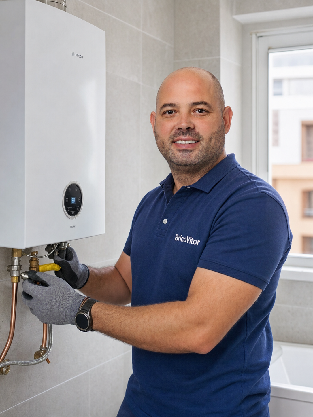T&eacute;cnico BricoVitor a instalar esquentador